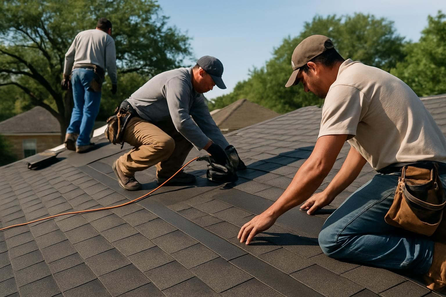 Stockyard Roofing crew installing a new roof on a Dallas home